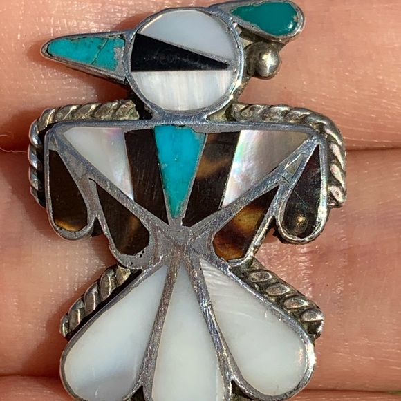 Wonderful Vintage American Indian Zuni Mosaic Pin Brooch - Picture 3 of 4